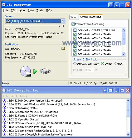 DVD Decrypter Choose Stream Processing